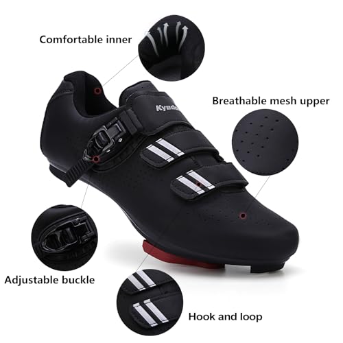 Mens Womens Cycling Shoes with Delta Cleats - Black 12 Women/10 Men