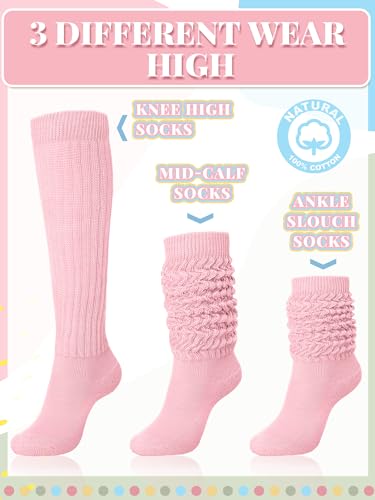 Janmercy 4 Pairs Women's Slouch Socks with Scrunch - Medium Pastel Boot Socks