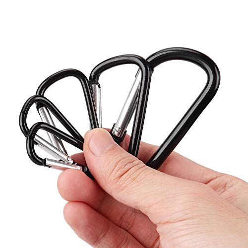 Aluminum Carabiner Clip Snap Hook Keyring 2.2 Inch - Black