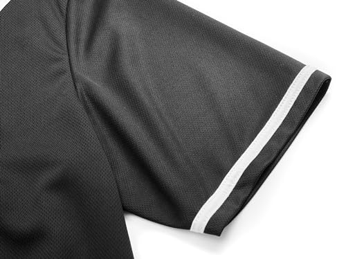 Dolpind Women's Baseball Jersey Shirt Large Black Short Sleeve Button Down