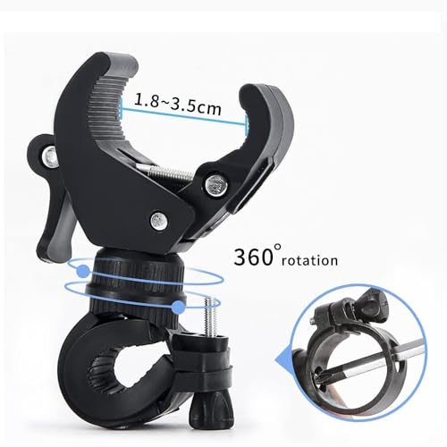 2 Pack Bicycle Flashlight Mount - 360° Rotating Bike Light Holder