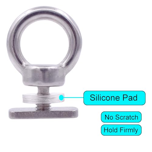 Kayak Track Mount Tie Down Eyelet with Pad - Stainless Steel 316 - 2 Pack
