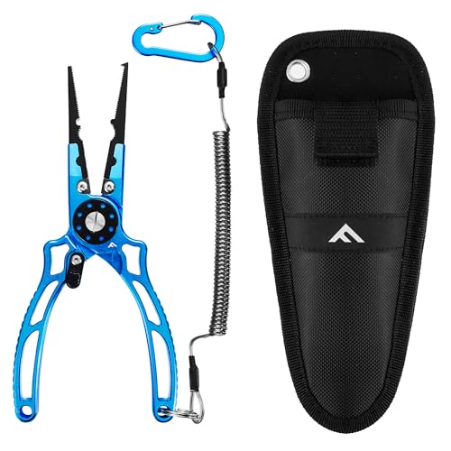 FLISSA 8-inch Aluminum Saltwater Fishing Pliers with Titanium Jaw & Line Cutters