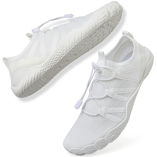ZiITOP Quick Dry Water Shoes Women Men - Barefoot Pool & Beach Slip-ons, 9.5 Women / 8.5 Men, White-83