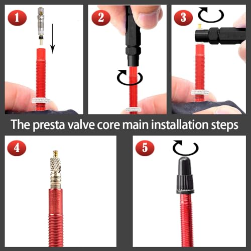 Presta Valve Core Removal Tool Kit - 12 Brass Cores & Tool - Black