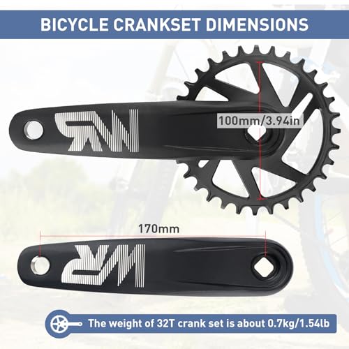 WEEROCK 32T Mountain Bike Crankset with 170mm Alloy Arm for Single & Multi-Speed Bikes