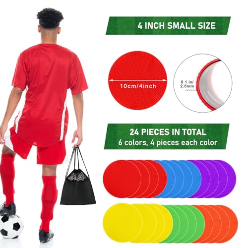 24 Pcs Poly Spot Markers - Non-Slip Rubber Floor Dots for Agility Training