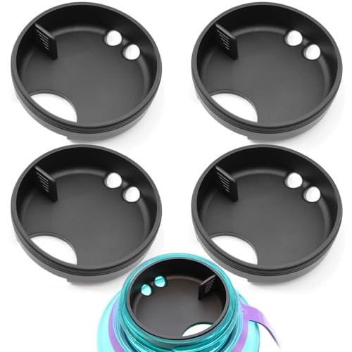 Silicone Splash Guards for 53mm Wide Mouth Bottles - Obsidian Black 4 Pack