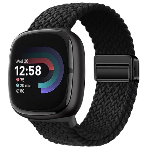 Braided Magnetic Bands for Fitbit Versa 4/3 & Sense 2/1 - Black