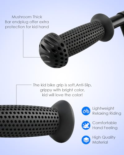 Kids Bike Grips - 100mm Bicycle Handlebar Grips - Black