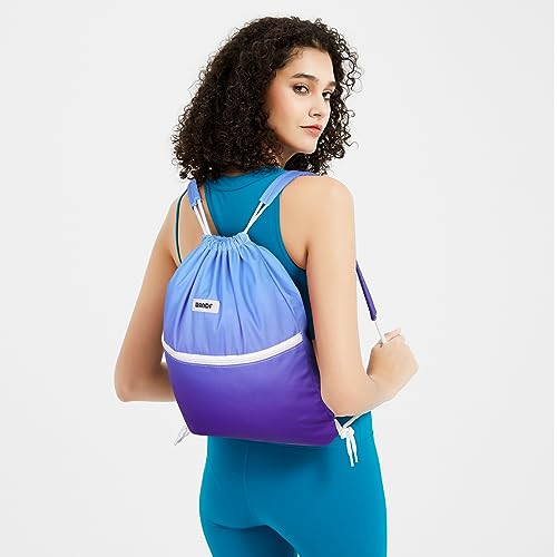Drawstring Backpack with Shoulder Pad - Small Blue Gradient