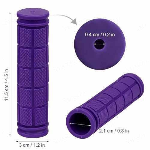 Purple Bike Handle Grips with Tassel Streamers - Non-Slip Rubber