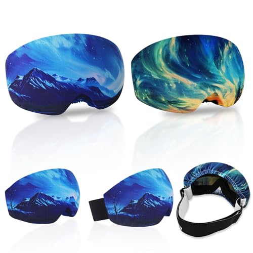 Ski Goggle Cover Sleeve - Microfiber Protective Lens Storage, Aurora - Large