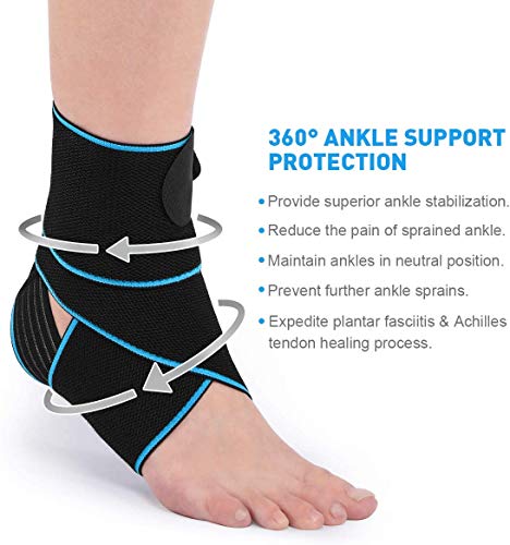 Breathable Adjustable Compression Ankle Support Brace - Blue