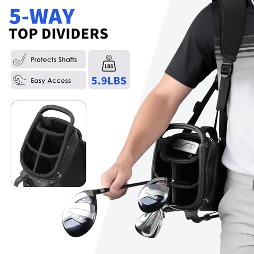 Lightweight 5-Way Golf Stand Bag with 7 Pockets - Black