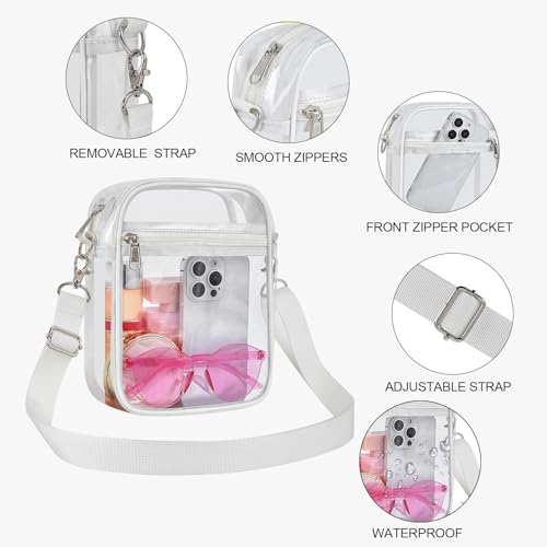 Clear Purse for Stadium Events - Mini Transparent Messenger Bag - White