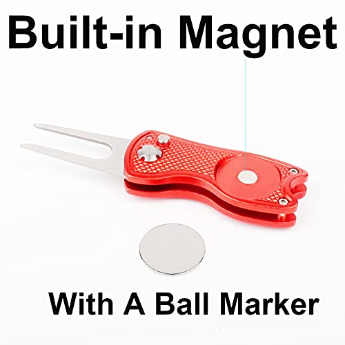 Golf Divot Repair Tool with Ball Marker & Magnetic Clip - Silver