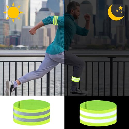 4 Pack Reflective Safety Bands - Adjustable High Visibility Straps for Running