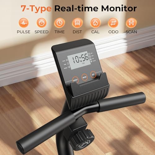 Recumbent Exercise Bike for Home - Magnetic, Quiet, Adjustable Seat, 350LB Capacity, 16-Level Resistance, LCD Monitor & Pulse Sensors - Black-Orange