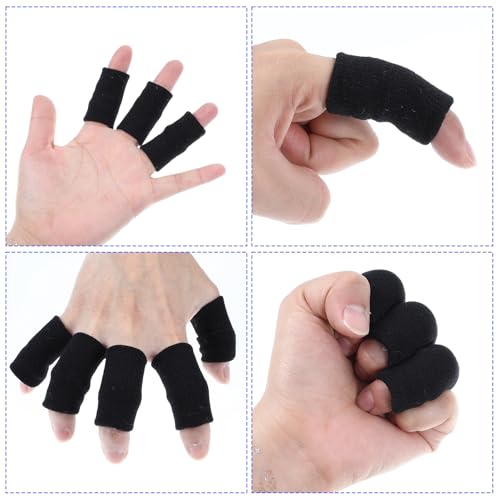 10-Pack Finger Sleeves and Support Braces for Pain Relief - Black