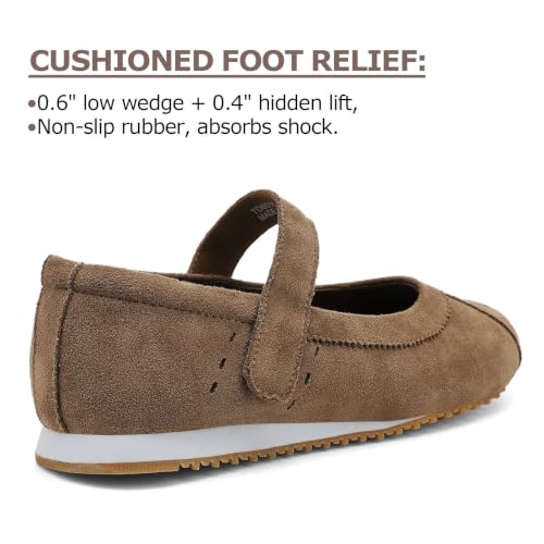 UBFEN Women's Mocha Mary Jane Sneakers Ballet Flats Slip-On Walking Shoes - Comfortable & Stylish