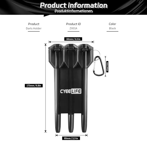 Adjustable Dart Carrying Case - Portable Storage Box for 3 Darts up to 17.3cm