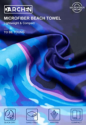 2 Pack Oversized Microfiber Beach Towels - Sunset Beach 70x35" and 63x32" Quick Dry Sand-Free Travel Towels