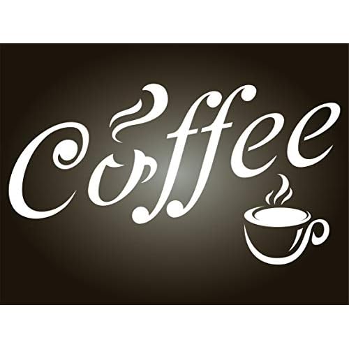 Coffee Stencil, 5.5 x 3 inch (S) - Quote Label Sign Word Stencils by CRAFT KREATIVELY