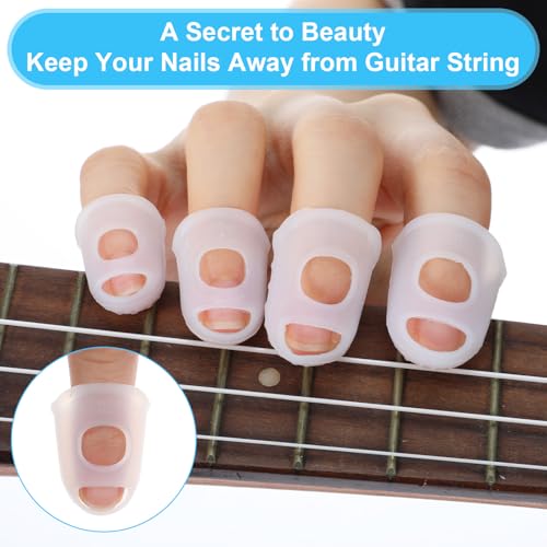 Silicone Guitar Finger Covers - 50 Pcs Anti-Slip & Breathable - Transparent