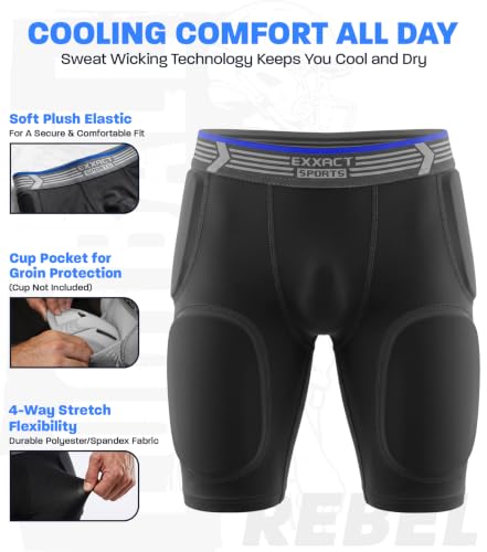 Rebel 5-Pad Youth Football Girdle with Cup Pocket | Lightweight