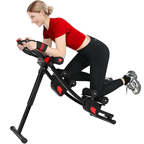 Dual Track Ab Machine for Home Gym - Adjustable & Foldable - Black