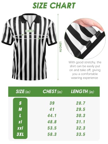 Referee Shirt Set for Football & Soccer - Black and White, Large