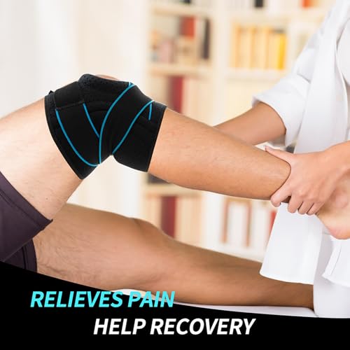 Knee Brace with Side Stabilizers & Gel Pad - Blue & Black, Medium