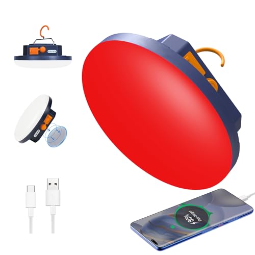 10000mAh Rechargeable Red Light Camping Light Insect Not Attract 4000LM Work Light White/Red/Pink/SOS Brightness Stepless Dimming, IP45 Waterproof Tent Light Power Failure