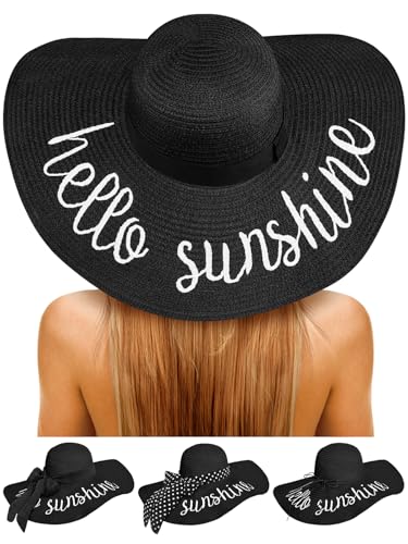 Light Black Wide Brim Floppy Beach Hat for Women - Large