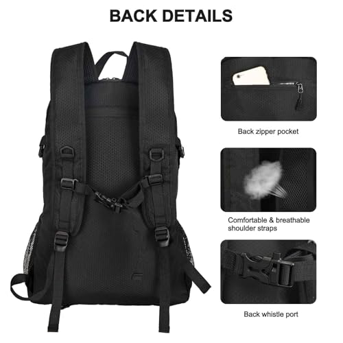 Goloni 45L Black Foldable Hiking Daypack Lightweight Water-Resistant Backpack
