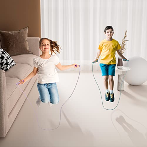 Adjustable Kids Jump Rope - Cotton Braided with Wooden Handle - Dinosaur