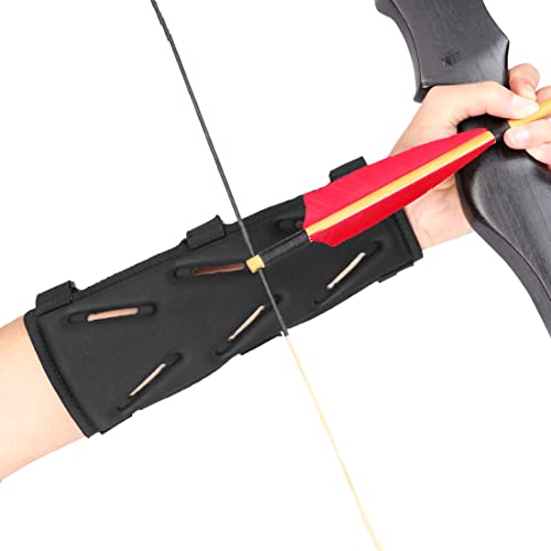 Adjustable Arm Guard for Archery - Lightweight 3-Strap - 7in Black