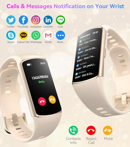 Smart Watch Fitness Tracker - 24/7 Health Monitor, IP68 Waterproof - Champagne Gold