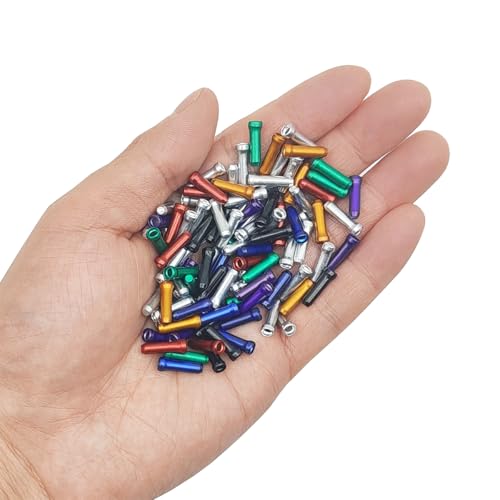 100 Pcs Aluminum Bike Cable End Caps - 7 Colors