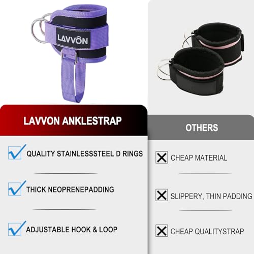 Adjustable Padded Ankle Straps for Cable Machines - Purple