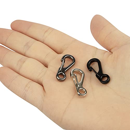 Mini Carabiner Clip Keychains - 10 Pack Black Alloy EDC