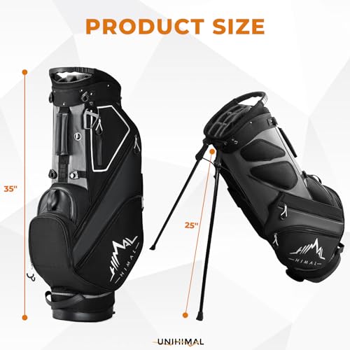 Lightweight 14-Way Golf Stand Bag with Magnetic Pocket - Black