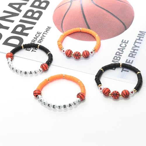 Basketball Sports Charm Bracelets - 40 Pcs Adjustable Beaded Jewelry