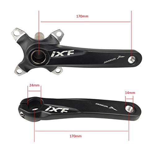 Black 170mm MTB Crank Set with 104mm BCD Bottom Bracket Chainring Bolts - Compatible with Shimano, FSA, Gaint