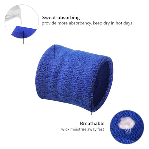 Athletic Wrist Sweatbands - Terry Cloth, Navy - 2 Pack