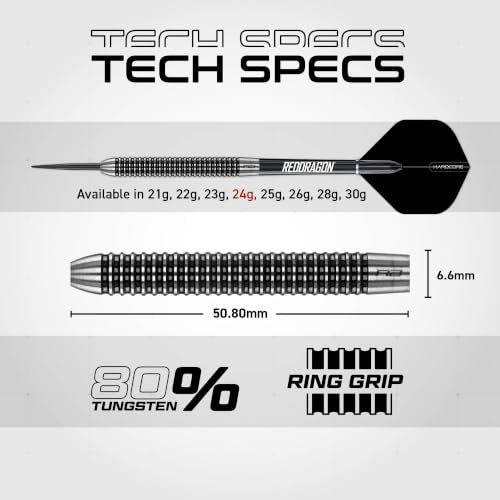 Red Dragon Pegasus Original 24g Tungsten Darts Set with Case - Professional Quality