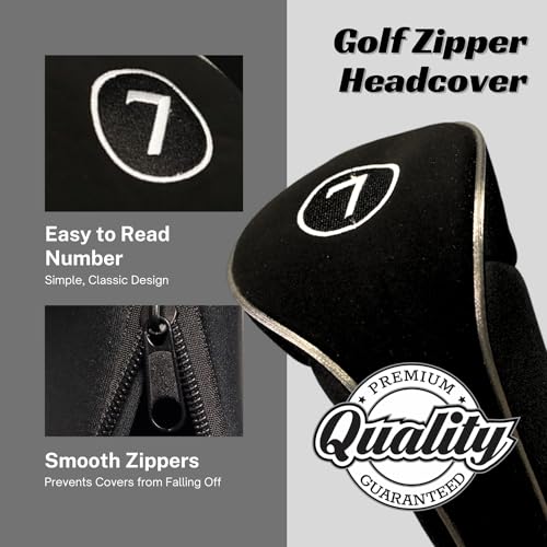 PGC Black Golf Zipper Head Cover for Fairway Woods - Neoprene Protective Cover