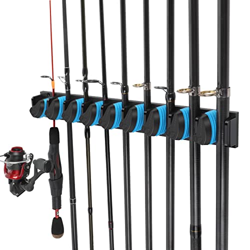 Vertical Fishing Rod Holder - Wall Mounted Rack for 9 Rods