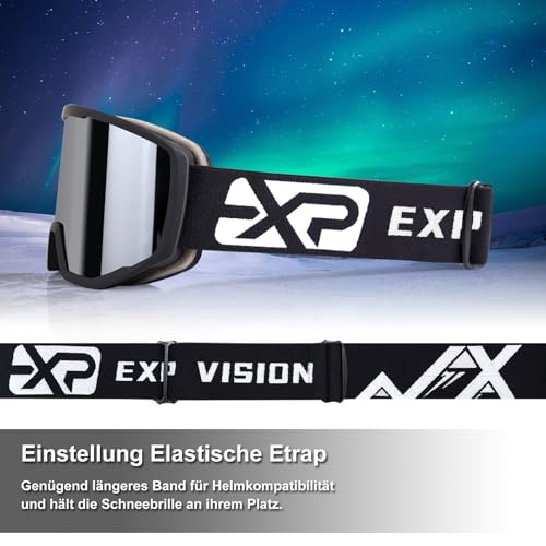 Ski Snowboard Goggles with Anti-Fog UV Protection - Black Frame Silver